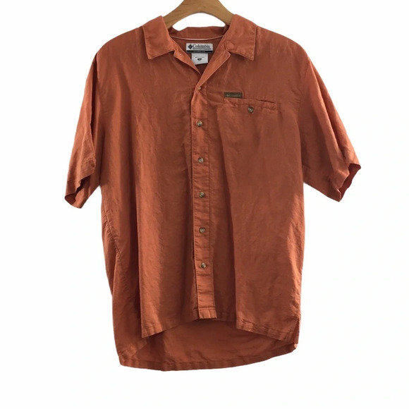 Columbia Button‎ Up Shirt Orange Short Sleeve - Picture 1 of 10